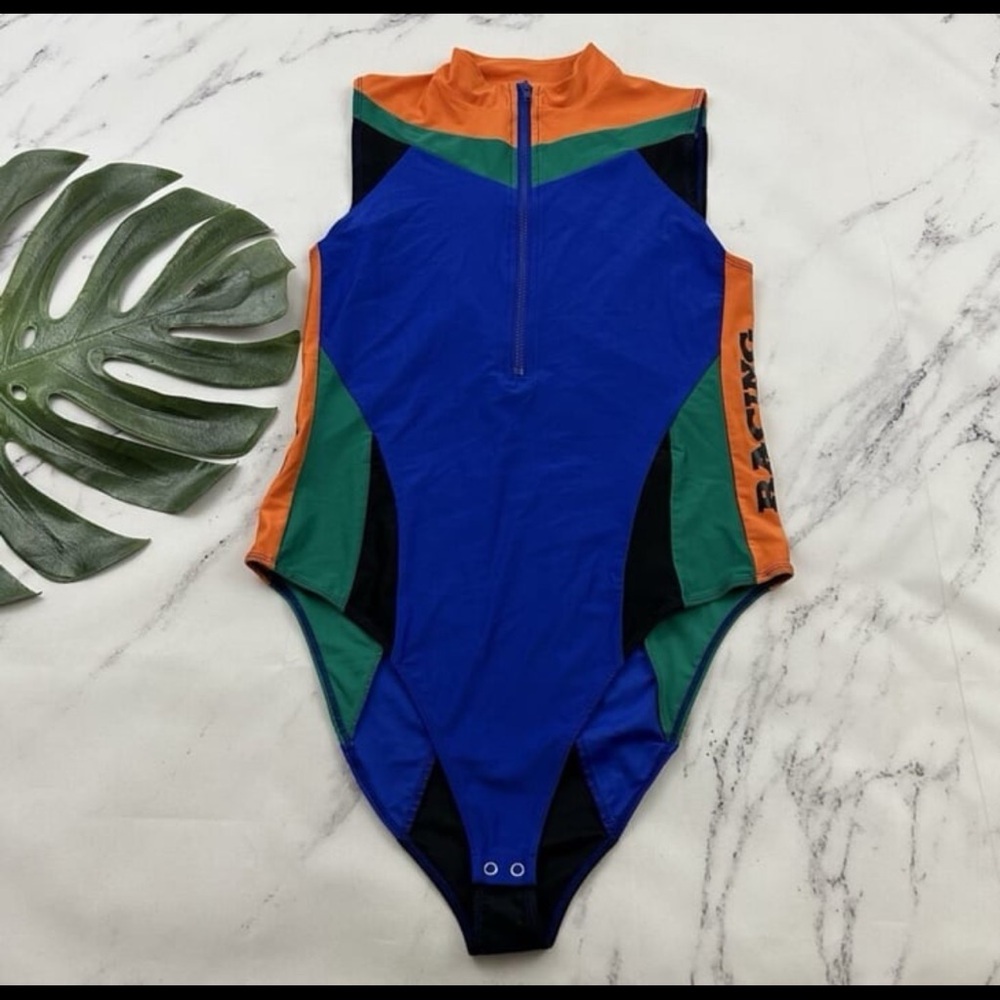 Forever 21 Blue and Orange One Piece bodysuit/Swimsuit